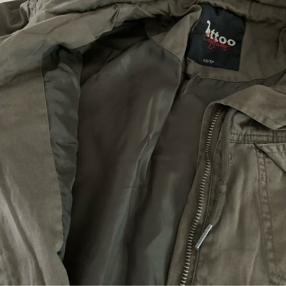 Women's Cargo Pocket Utility Jacket Hooded Green XSMALL - Picture 12 of 16